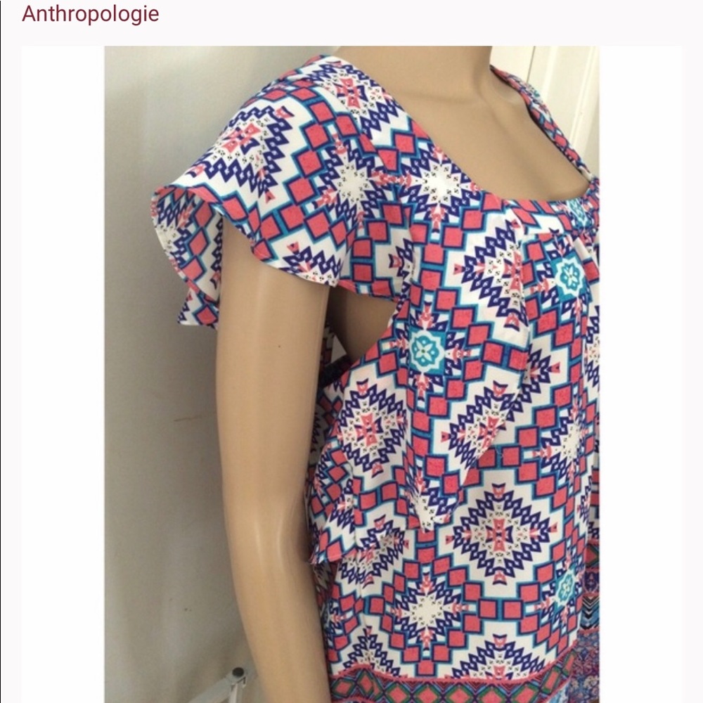 Meadow Rue Aztec Geometric Flutter Blouse - Picture 3 of 4